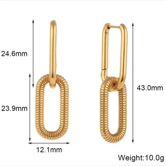NEW LINK 18K GOLD CHAIN LONG DROP EARRINGS, BEAUTIFUL EARRINGS, CUTE EARRINGS. - Picture 6 of 6